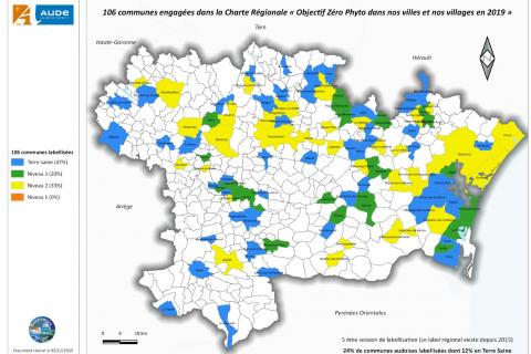 Cartes des communes audoises Zéro Phyto