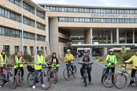 Sortie vélo entre collègues, une des actions de la collectivité audoise à l'attention des agents.